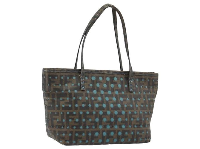 FENDI Zucca Canvas Handtasche PVC Schwarz Braun Authentisch 190868