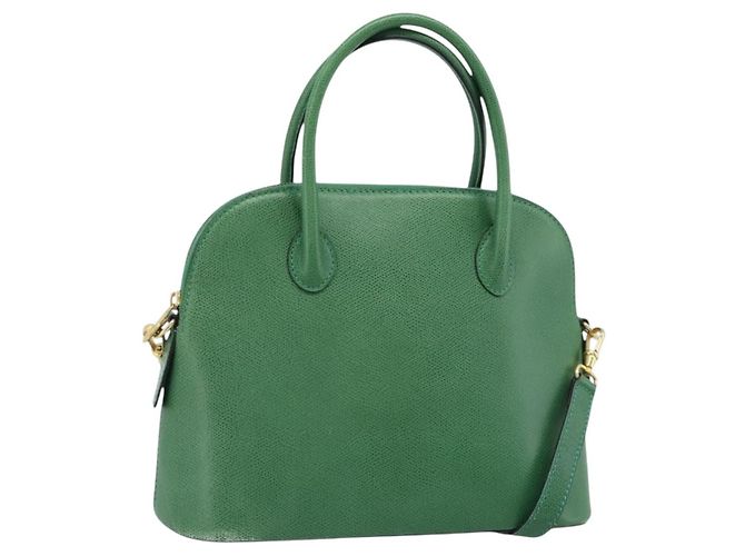 16 Céline Bolsa CELINE de couro 2way Verde Ouro Auth 190825A Dourado