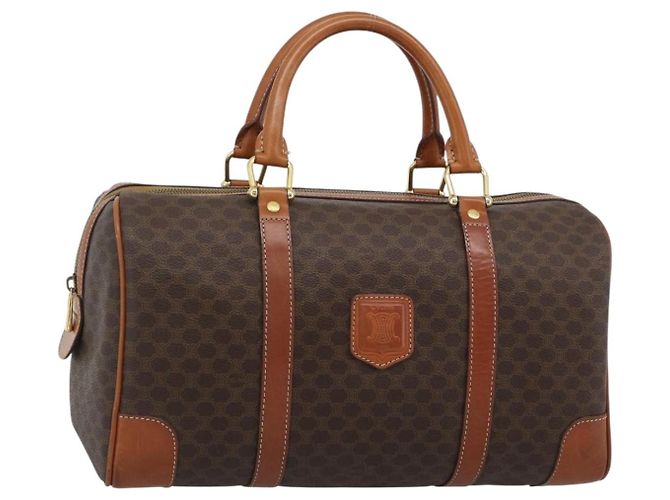 Céline CELINE Boston Tasche Macadam Canvas PVC Leder Braun Gold Auth fm5386A Golden