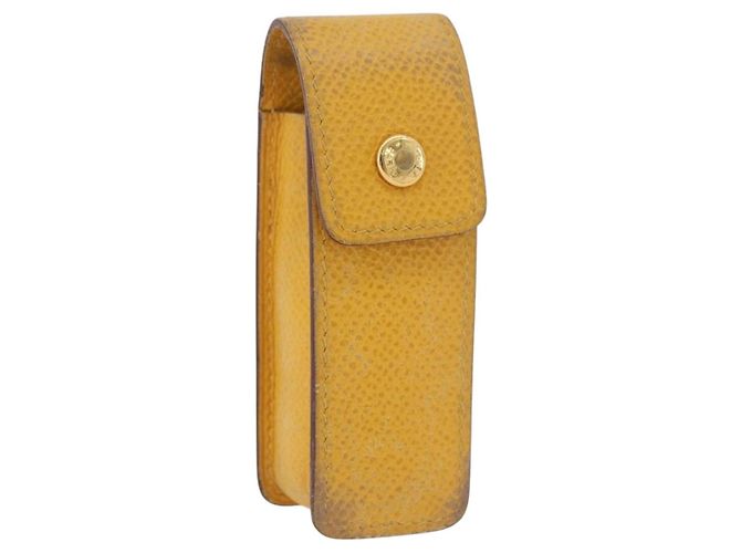 Hermès Custodia per rossetto HERMES in pelle gialla Auth ar14028 Giallo