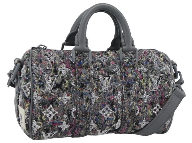 LOUIS VUITTON Borsa Monogram Felt Keepall XS Grigio Rosa M80821 Auth 191687SAM Marrone