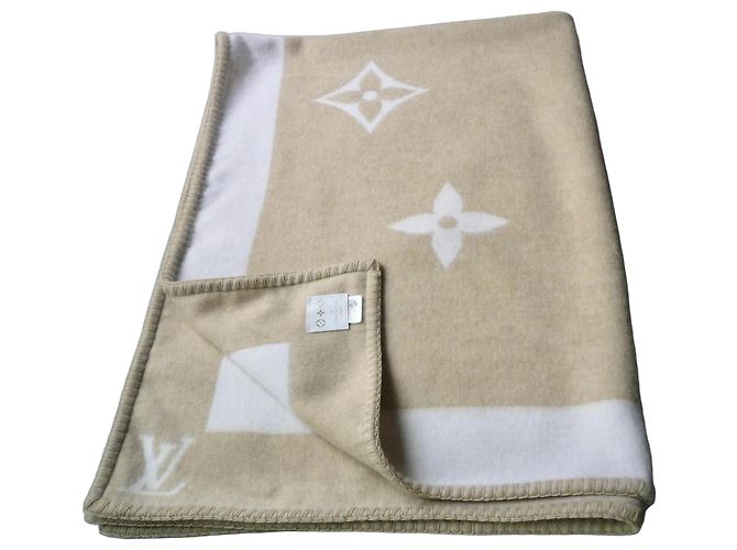 Louis Vuitton Kinder Decke Kaschmir Wolle Weiß Beige