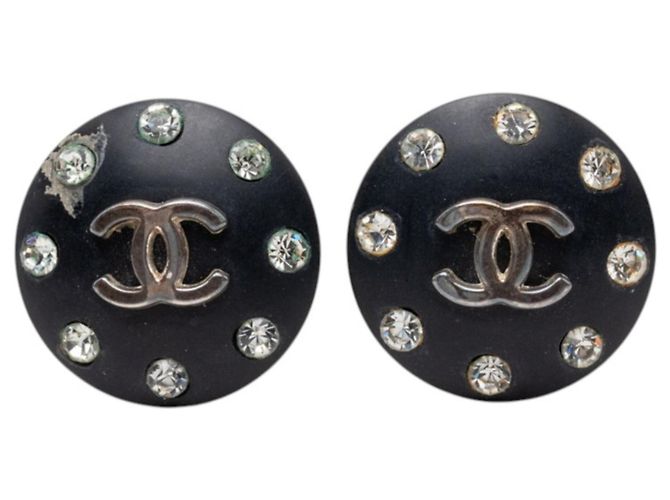 Pendientes de clip redondo Chanel Coco Mark Negro