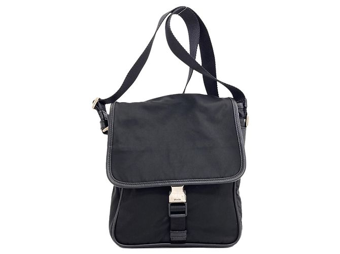 Borsa a tracolla in nylon nero Prada