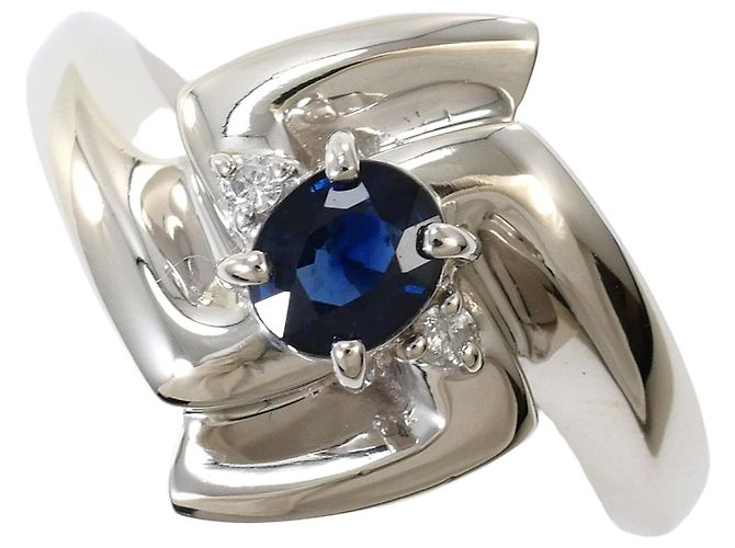 Autre Marque Platinring mit Saphir und Diamant