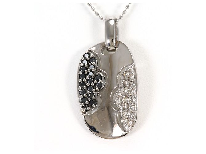 Autre Marque Collar de oro blanco de 18K con diamantes negros Dorado