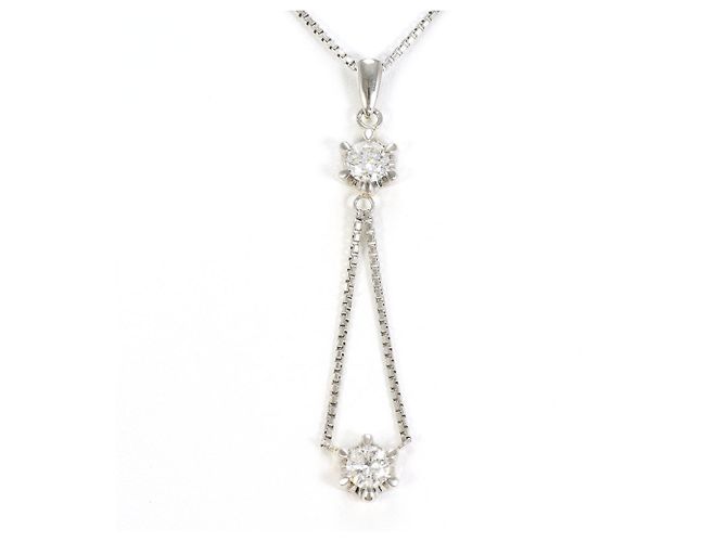 Autre Marque Platinhalskette mit Diamanten
