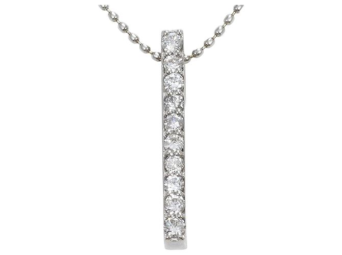 Autre Marque Collar de oro blanco de 18K con diamante Dorado