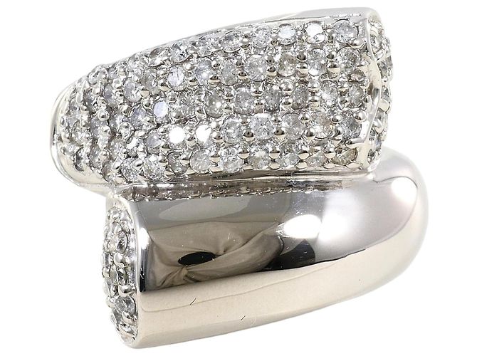 Autre Marque Anillo de banda de oro blanco de 14K y diamantes Dorado