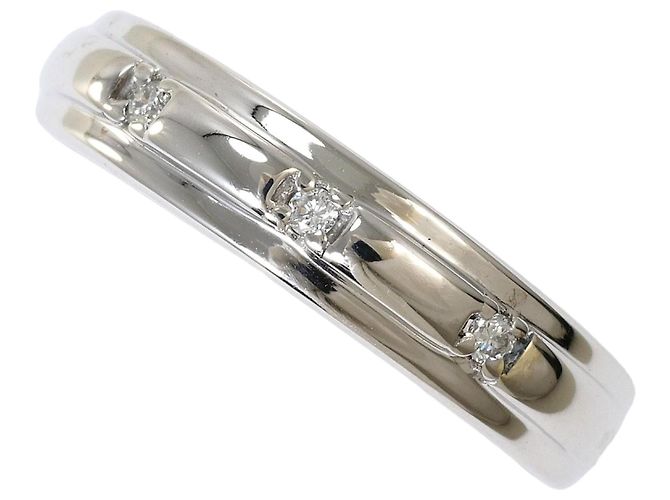 Autre Marque Anel de ouro branco 10K com diamante Dourado