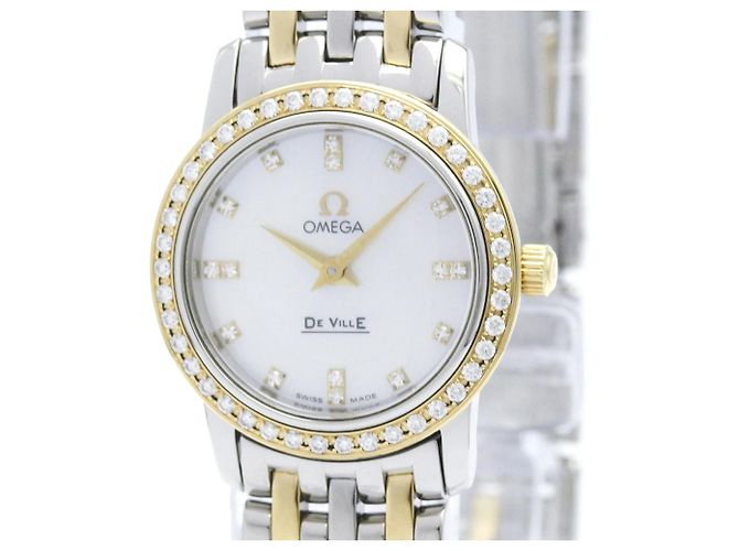 Relógio de Pulso Omega De Ville Prestige com Mostrador MOP e Diamantes