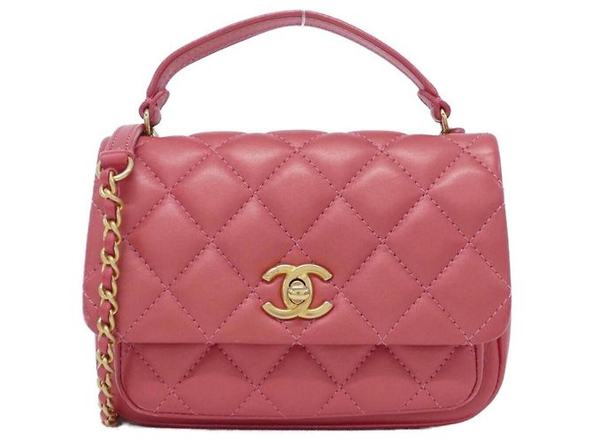 Bolsa de couro rosa Chanel AS1226