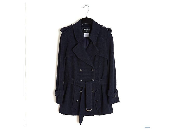 Chanel 2008 Giacca Tweed Blu Navy Blu scuro