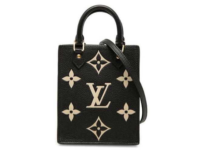Bolsa Louis Vuitton Monogram Empreinte Petite Sac Plat Preto Bege