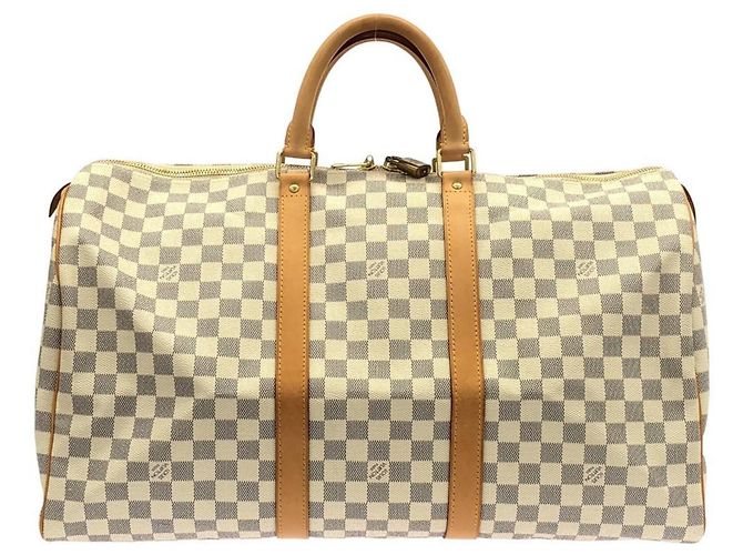 Louis Vuitton Damier Azur Keepall 50cm Boston Bag Blau