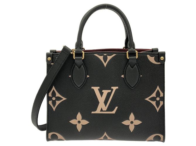 Sac à main Louis Vuitton Bicolor Monogram Empreinte OnTheGo PM Noir Beige