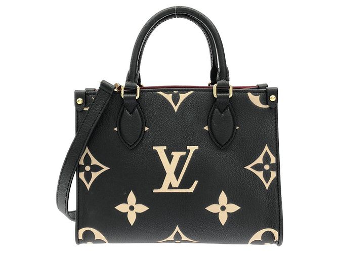 Sac à main Louis Vuitton Bicolor Monogram Empreinte OnTheGo PM Noir Beige