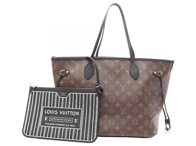 Louis Vuitton Neverfull Inside Out MM Tote Bag Braun Schwarz