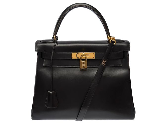 Hermès Bolso HERMES Kelly 28 en Cuero Negro - 103709