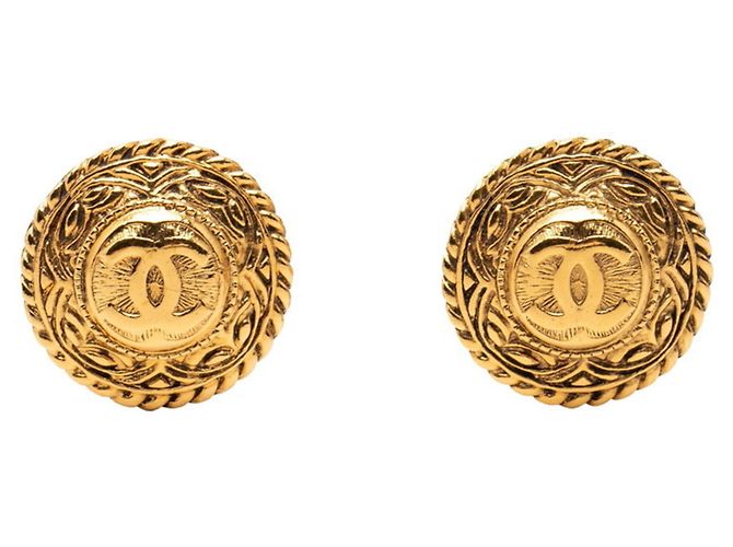 Pendientes de clip redondos Chanel Coco Mark Dorado