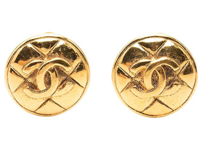 Orecchini a clip Chanel Coco Mark Matelassé placcati oro Golden