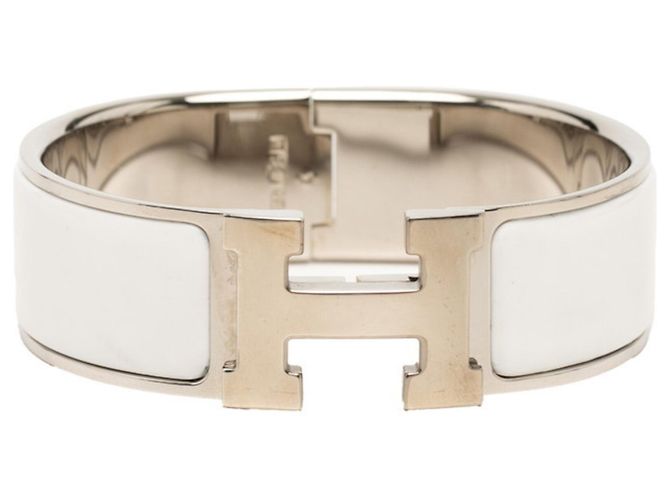 Hermès Pulseira Hermes Clic Clac H PM Prata Branco 