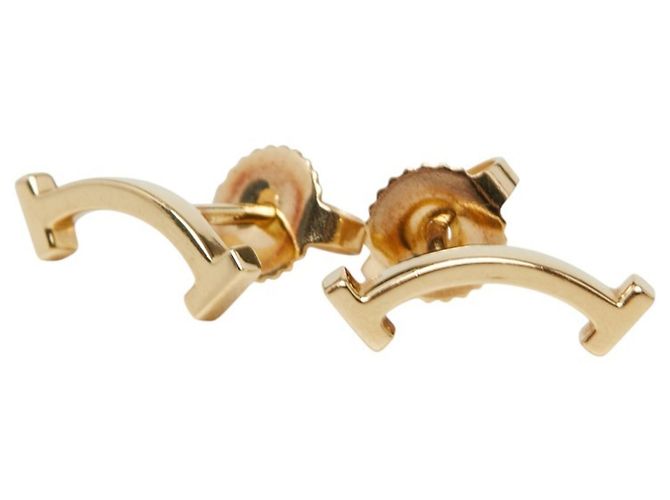 Pendientes de botón T Smile de Tiffany & Co. Dorado