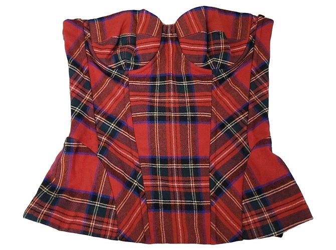 D&G Red Tartan Plaid Corset Bustier
