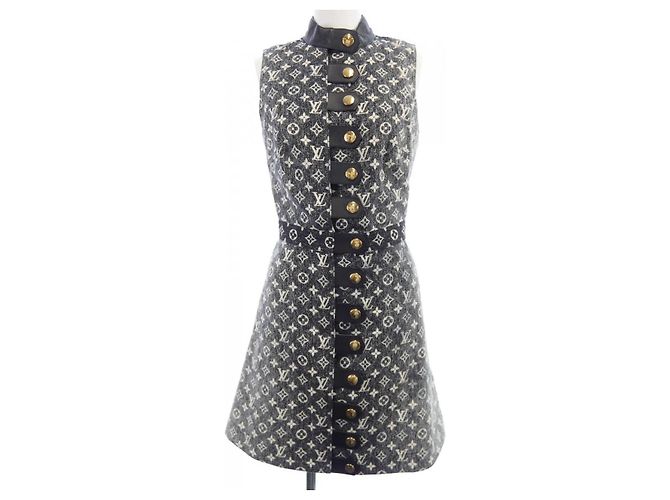 Vestido em denim Monogram Louis Vuitton Preto Branco