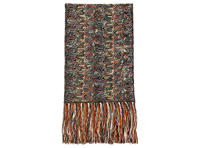 Missoni Cachecol de malha laranja com borlas