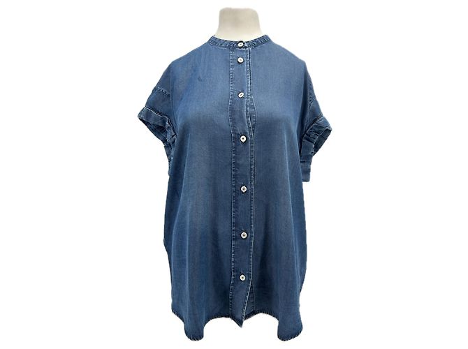 Acne Camisa sin mangas efecto denim Azul