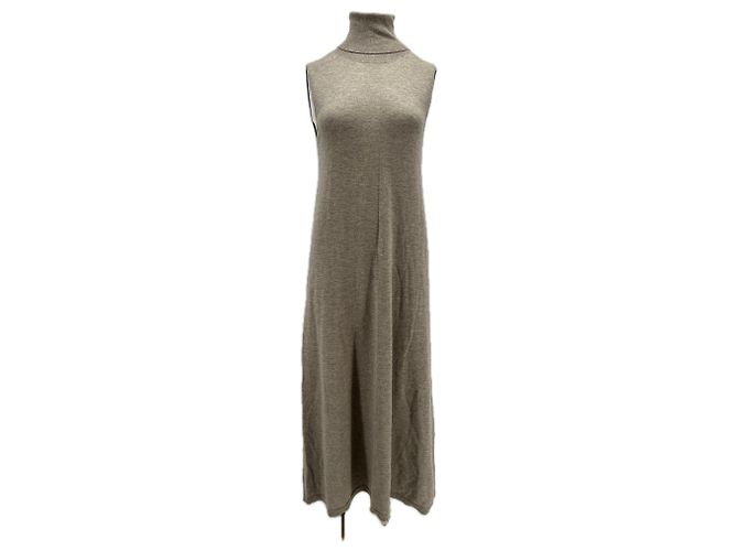 Autre Marque Vestido de gola alta sem mangas Bege