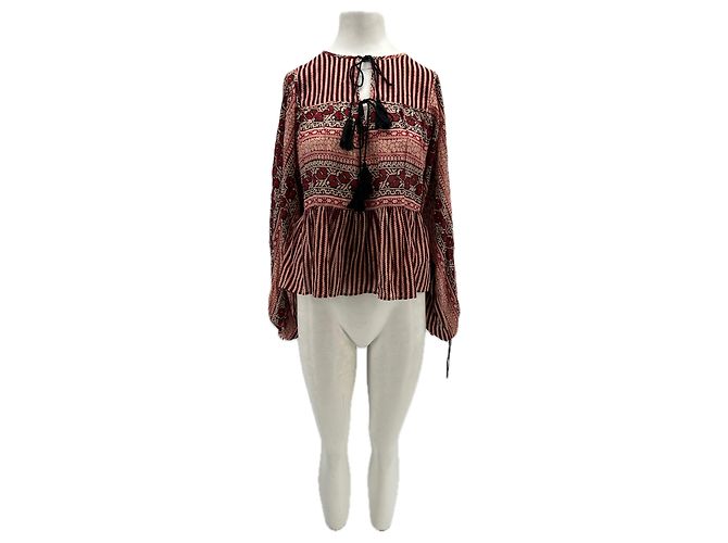 Top de algodón estampado rojo Antik Batik XS Roja