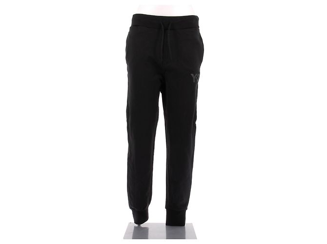 Calças de jogging pretas Y3 de algodão Preto