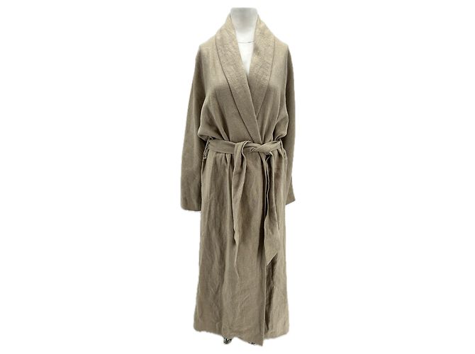 Autre Marque Gabardina de lino beige