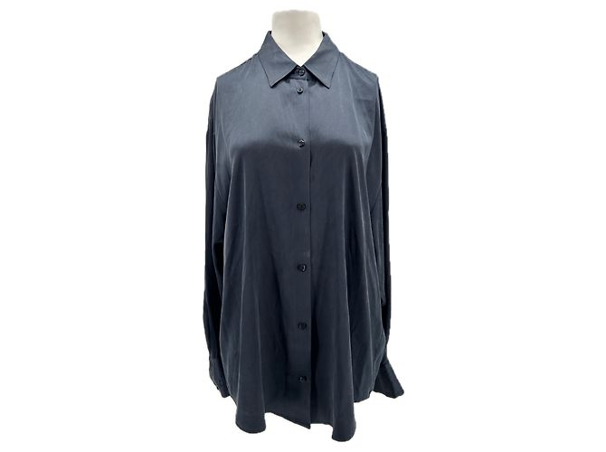 DMN Camisa de cetim azul-marinho Azul marinho