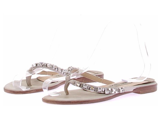 Jimmy Choo Strass Sandalen aus Leder Silber