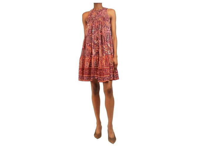 Ulla Johnson Minivestido estampado rojo sin mangas - talla UK 2 Roja