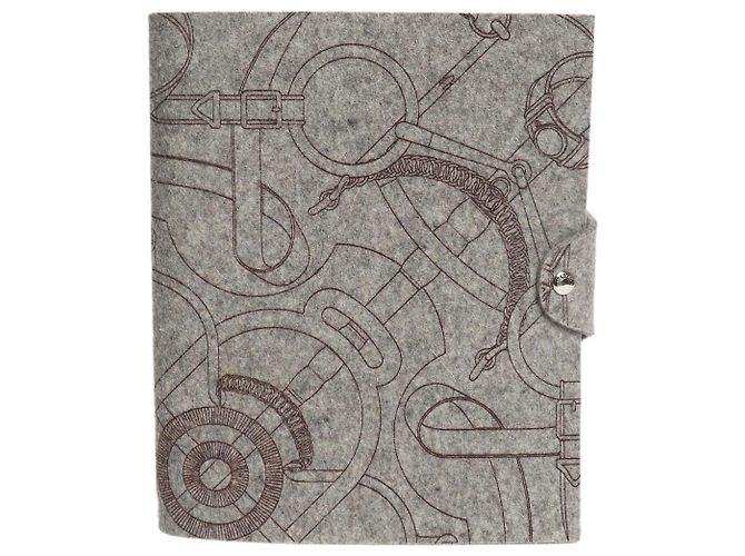 Hermès Grey Eperon d’Or felt notebook