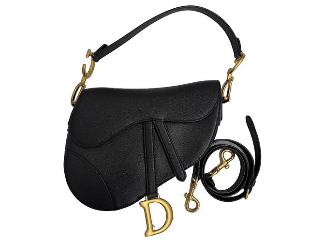 Dior Saddle Bag em couro preto