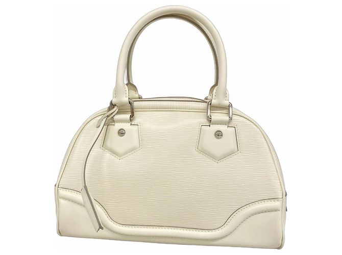 Louis Vuitton Epi Bowling Montaigne PM Handtasche Aus weiß