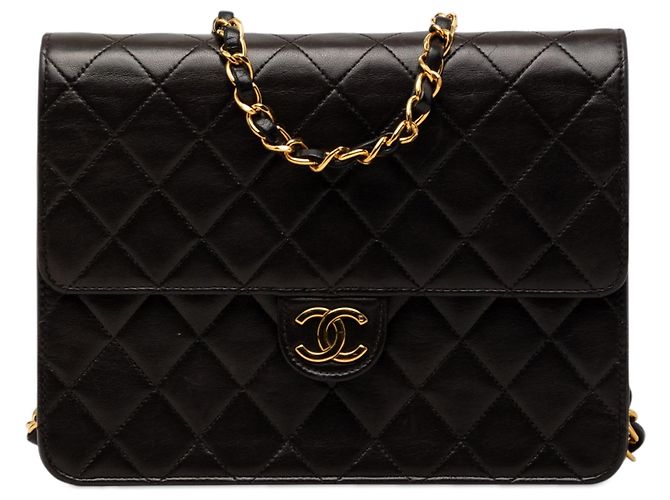 Chanel Black Small CC Quilted Lambskin Single Flap Noir