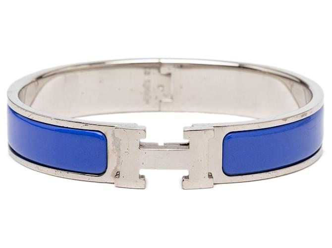 Hermès Blue Narrow Enamel Clic H Bracelet GM 