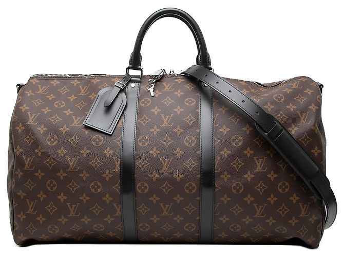 Louis Vuitton Braun Monogram Macassar Keepall Bandouliere 55