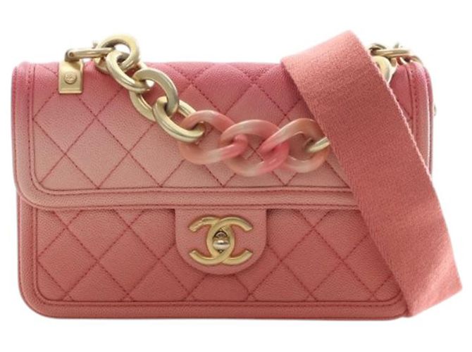 Chanel Pink Small Quilted Caviar Sunset On The Sea Flap Rosa