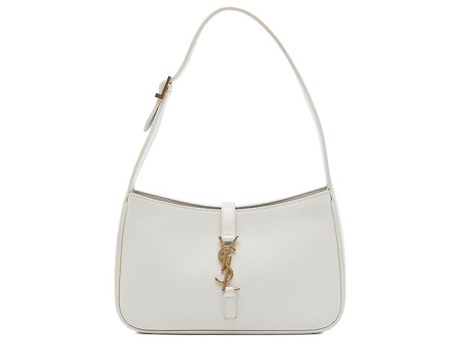Saint Laurent Le 5 a 7 em couro liso branco
