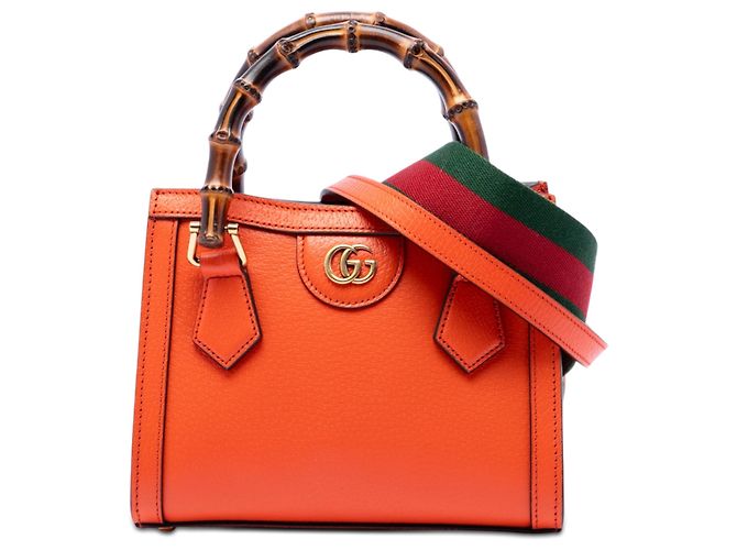 Sac à main Diana en cuir de veau bambou mini orange Gucci