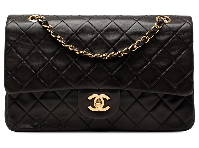 Chanel Black Medium Classic Lambskin Double Flap Noir