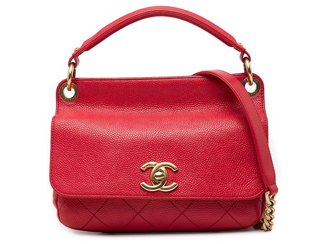 Chanel Red Small Caviar Business Affinity Handtasche mit Tragegriff Rot