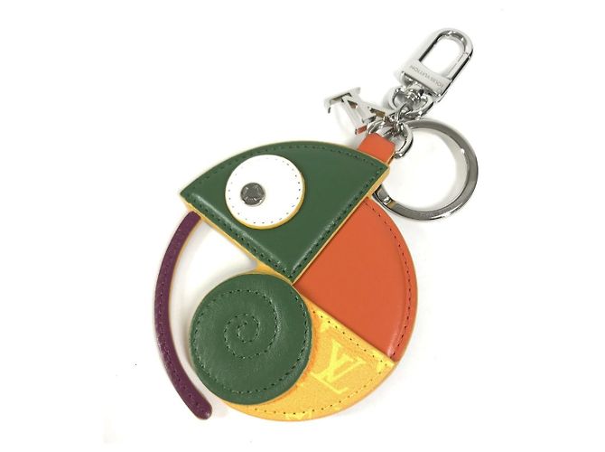 Louis Vuitton Monogram Accessory Bag Charm Keychain Green Orange